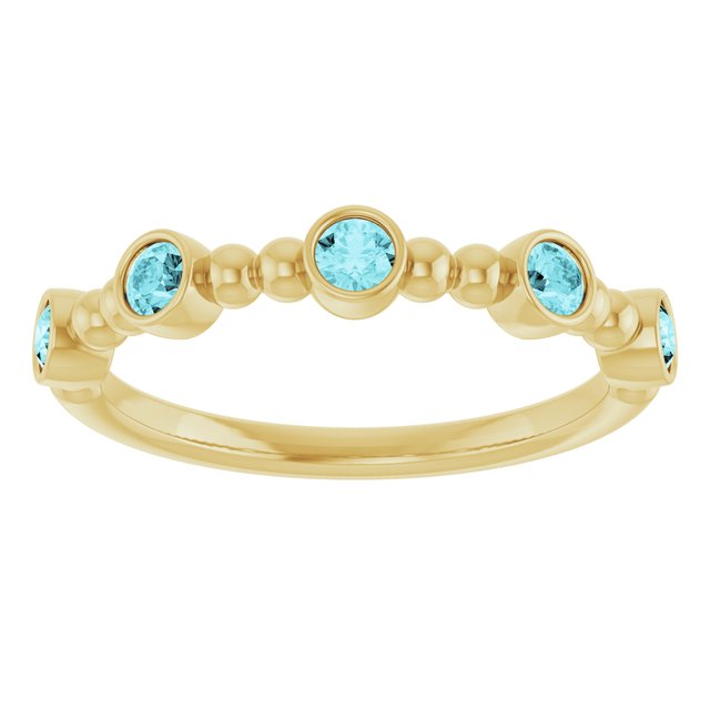 14K Yellow Natural Blue Zircon Stackable Ring