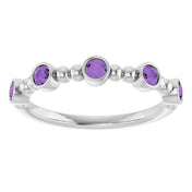 14K White Natural Amethyst Stackable Ring