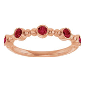 14K Rose Natural Ruby Stackable Ring