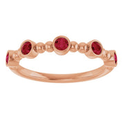 14K Rose Natural Ruby Stackable Ring