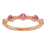 14K Rose Natural Pink Tourmaline Stackable Ring
