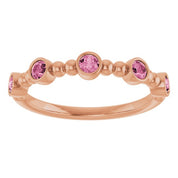 14K Rose Natural Pink Tourmaline Stackable Ring