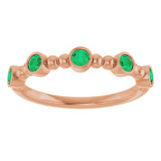 14K Rose Lab-Grown Emerald Stackable Ring