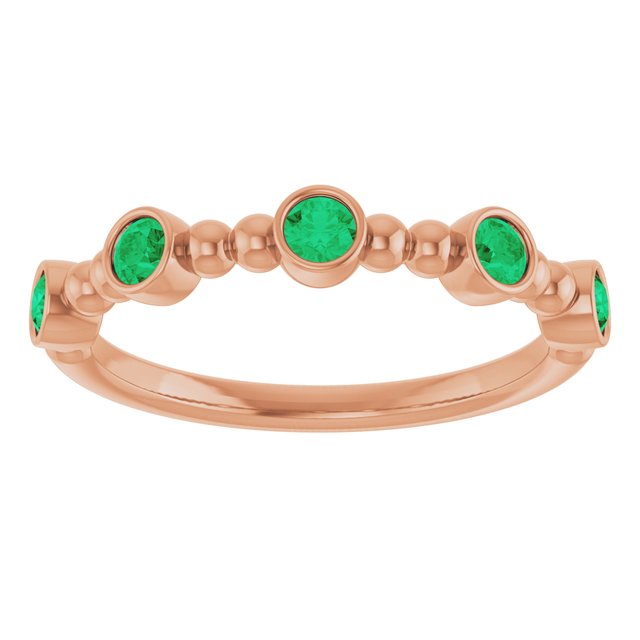 14K Rose Lab-Grown Emerald Stackable Ring