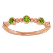 14K Rose Natural Peridot Stackable Ring