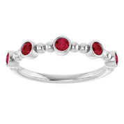 14K White Natural Ruby Stackable Ring