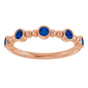14K Rose Natural Blue Sapphire Stackable Ring