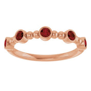 14K Rose Natural Mozambique Garnet Stackable Ring