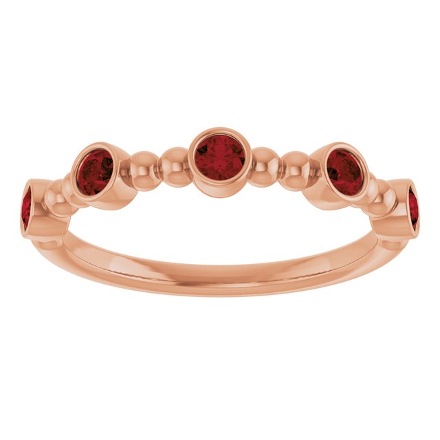 14K Rose Natural Mozambique Garnet Stackable Ring