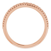 14K Rose .04 CTW Natural Diamond Stackable Beaded Heart Ring