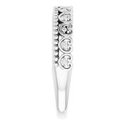 Sterling Silver .04 CTW Natural Diamond Stackable Beaded Heart Ring