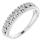 Sterling Silver .04 CTW Natural Diamond Stackable Beaded Heart Ring