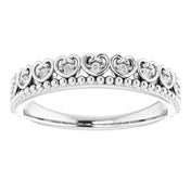 Sterling Silver .04 CTW Natural Diamond Stackable Beaded Heart Ring