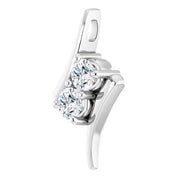 14K White 1/2 CTW Lab-Grown Diamond Two-Stone Pendant
