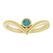14K Yellow Lab-Grown Alexandrite Bezel-Set V Ring