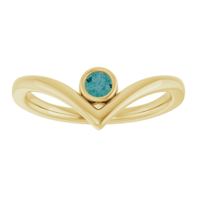 14K Yellow Lab-Grown Alexandrite Bezel-Set V Ring