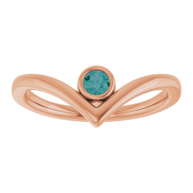 14K Rose Lab-Grown Alexandrite Bezel-Set V Ring