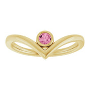 14K Yellow Natural Pink Tourmaline Bezel-Set V Ring