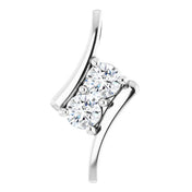 14K White 1/2 CTW Lab-Grown Diamond Two-Stone Pendant
