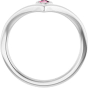 Sterling Silver Natural Pink Tourmaline Bezel-Set V Ring