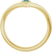 14K Yellow Lab-Grown Alexandrite Bezel-Set V Ring