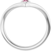 14K White Natural Pink Tourmaline Bezel-Set V Ring