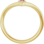 14K Yellow Natural Pink Tourmaline Bezel-Set V Ring