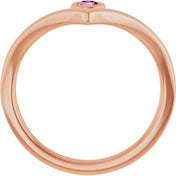 14K Rose Natural Pink Tourmaline Bezel-Set V Ring