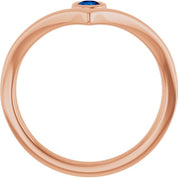 14K Rose Lab-Grown Blue Sapphire Bezel-Set V Ring