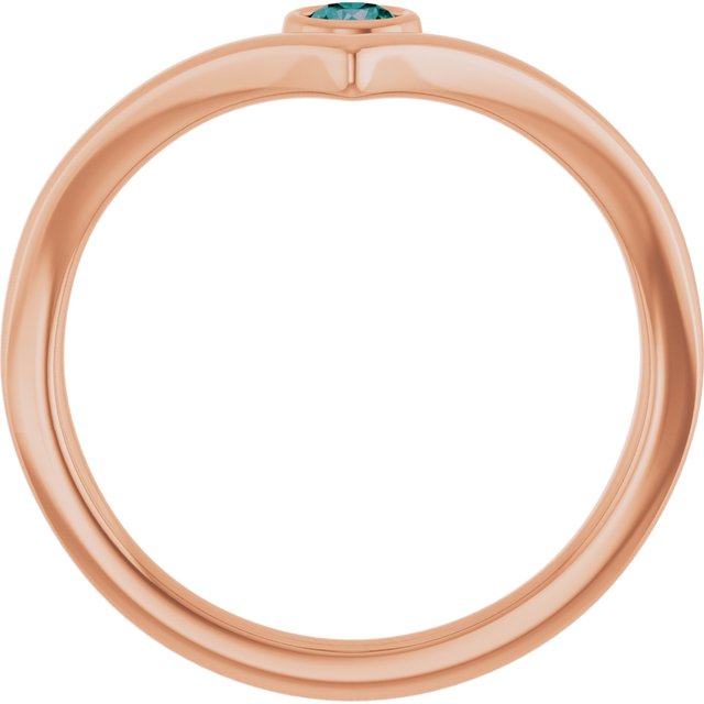 14K Rose Lab-Grown Alexandrite Bezel-Set V Ring