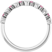 Platinum Natural Pink Tourmaline Heart Stackable Ring