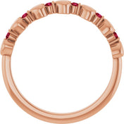 14K Rose Natural Ruby Heart Stackable Ring