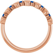 14K Rose Natural Blue Sapphire Heart Stackable Ring