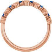 14K Rose Natural Blue Sapphire Heart Stackable Ring