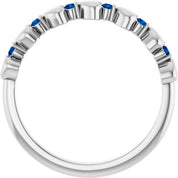 Platinum Natural Blue Sapphire Heart Stackable Ring