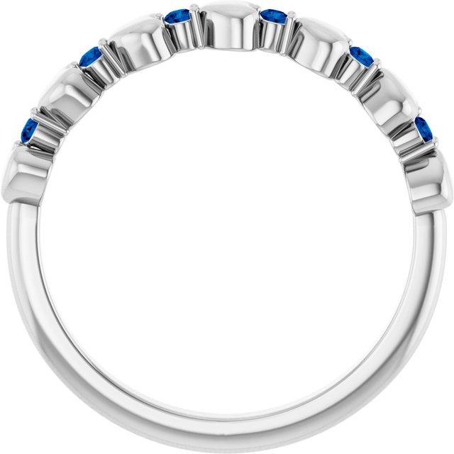 Platinum Natural Blue Sapphire Heart Stackable Ring