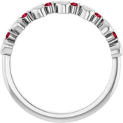 Sterling Silver Natural Ruby Heart Stackable Ring