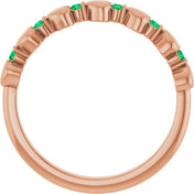 14K Rose Natural Emerald Heart Stackable Ring