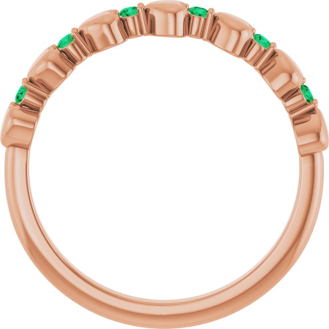 14K Rose Natural Emerald Heart Stackable Ring