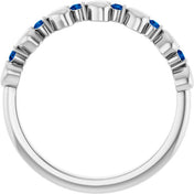 14K White Natural Blue Sapphire Heart Stackable Ring