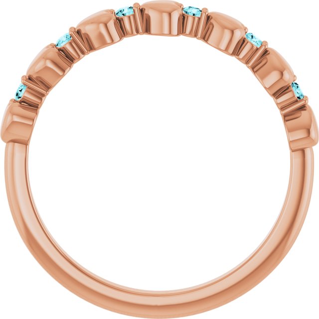 14K Rose Natural Blue Zircon Heart Stackable Ring