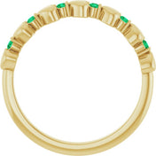 14K Yellow Natural Emerald Heart Stackable Ring