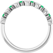 Platinum Natural Emerald Heart Stackable Ring