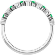Platinum Natural Emerald Heart Stackable Ring