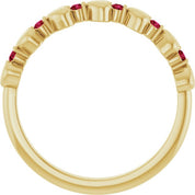 14K Yellow Natural Ruby Heart Stackable Ring