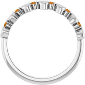 Platinum Natural Citrine Heart Stackable Ring