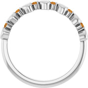 Platinum Natural Citrine Heart Stackable Ring