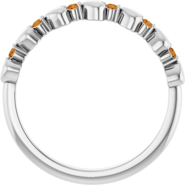 Platinum Natural Citrine Heart Stackable Ring