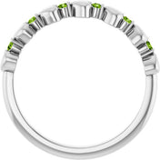 Sterling Silver Natural Peridot Heart Stackable Ring