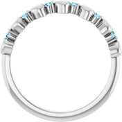 14K White Natural Aquamarine Heart Stackable Ring